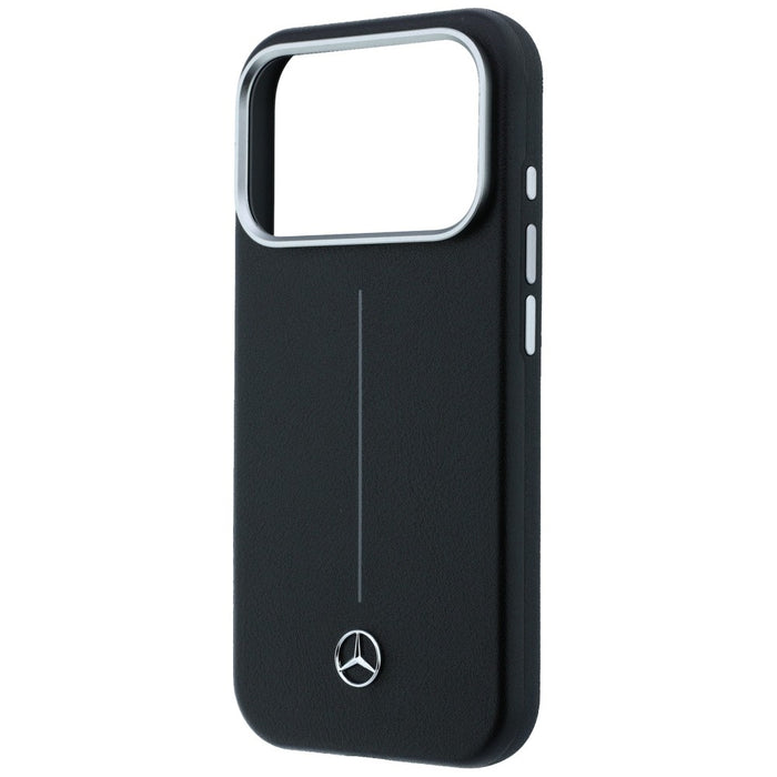 Mercedes Leather Semi Wrap Iconic Line MagSafe Case for iPhone 17 Pro - Black