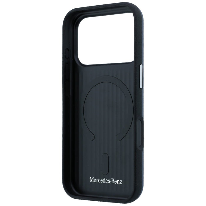 Mercedes Leather Semi Wrap Iconic Line MagSafe Case for iPhone 17 Pro - Navy Blue