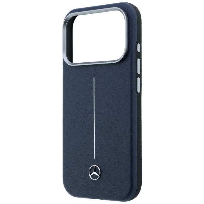 Mercedes Leather Semi Wrap Iconic Line MagSafe Case for iPhone 17 Pro Max - Navy Blue