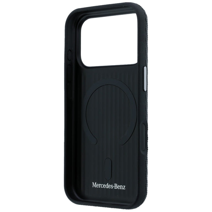 Mercedes Leather Semi Wrap Wood Effect MagSafe Case for iPhone 17 Pro Max - Black