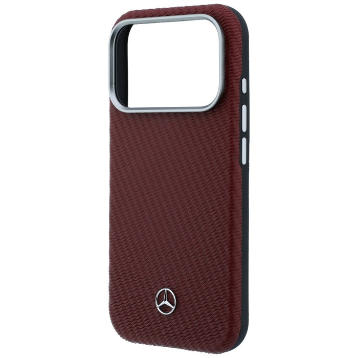 Mercedes Leather Semi Wrap Wood Effect MagSafe Case for iPhone 17 Pro Max - Red