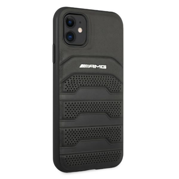 AMG AMHCN61GSEBK iPhone 11 6.1 &quot;black / black hardcase Leather Debossed Lines