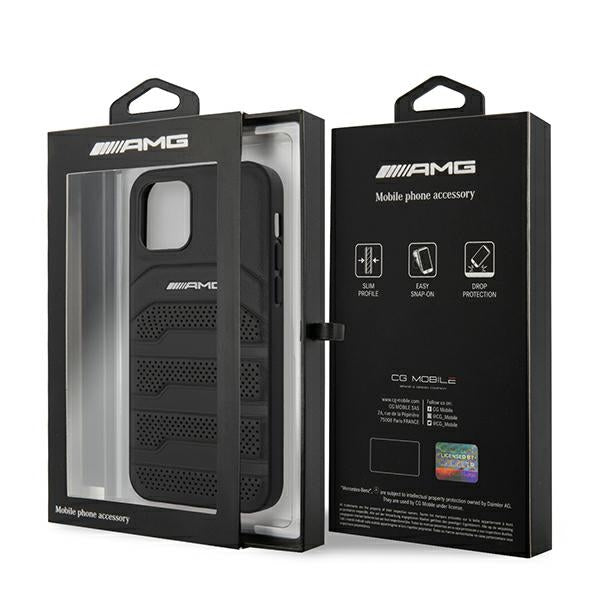 AMG Leather Debossed Lines case for iPhone 12 mini - black