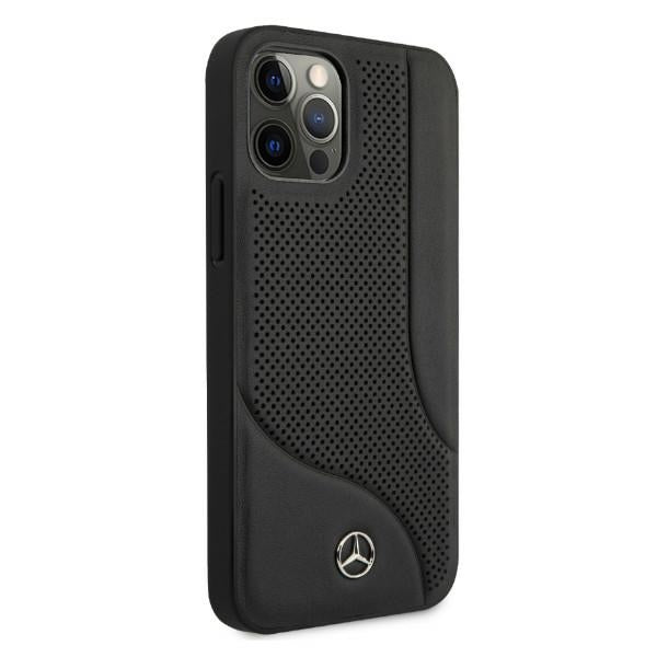 Mercedes Leather Perforated Area Case for iPhone 12 Pro Max - Black
