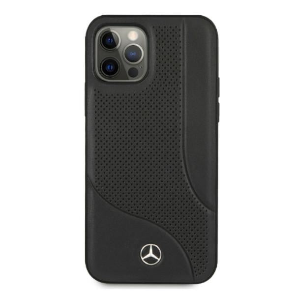 Mercedes Leather Perforated Area Case for iPhone 12 Pro Max - Black