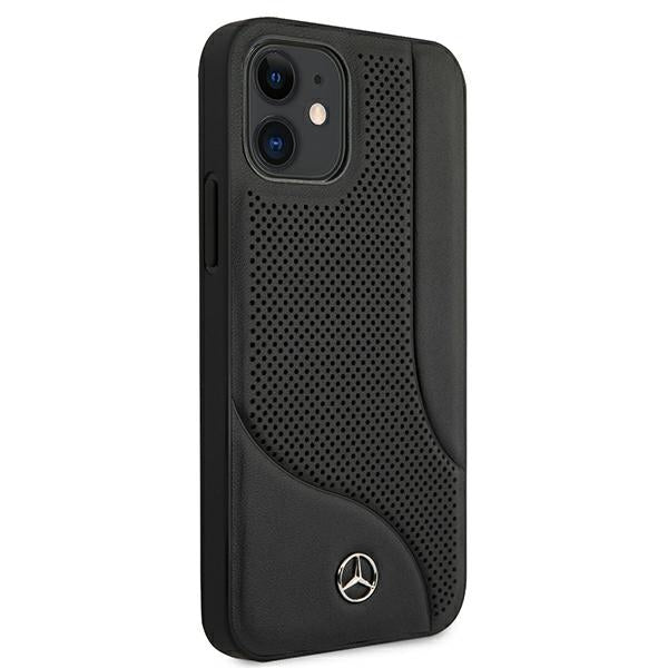 Mercedes Leather Perforated Area Case for iPhone 12 mini - Black