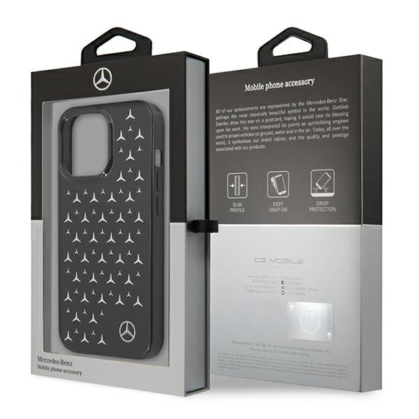 Mercedes Silver Stars Pattern Case for iPhone 13 Pro / iPhone 13 - Black