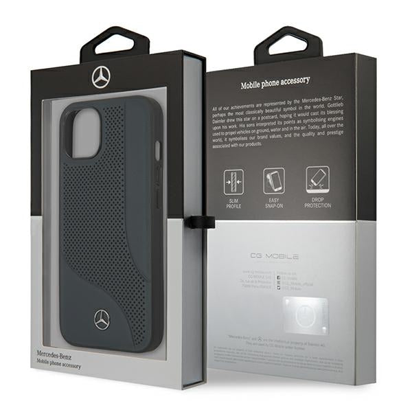 Mercedes Leather Perforated Area Case for iPhone 13 mini - Navy Blue