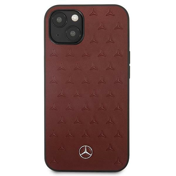 Mercedes Leather Stars Pattern Case for iPhone 13 mini - Red