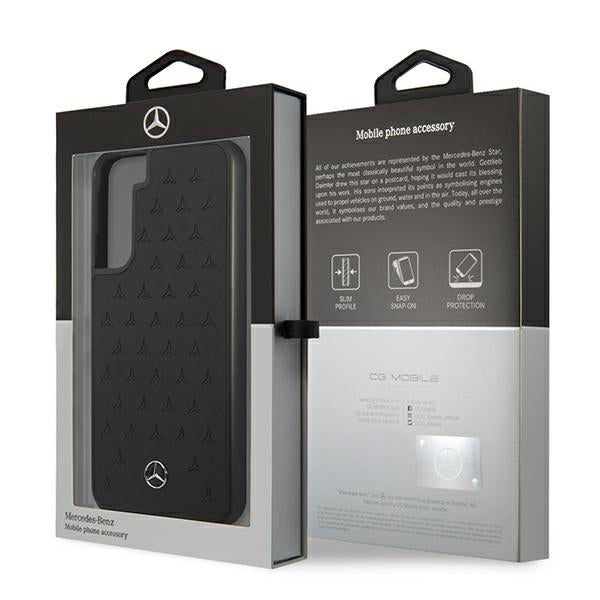 Mercedes Leather Stars Pattern Case for Samsung Galaxy S22+ - Black