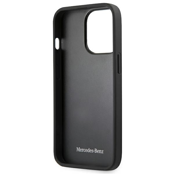 Mercedes Leather Meshed Metal Logo Case for iPhone 13 Pro / iPhone 13 - Black