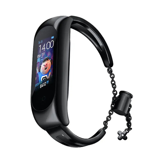 Metal bracelet for Xiaomi Mi Band 3 / 4 / 5 / 6 band strap - black - Smartwatch straps and cases<<<HurtelXML