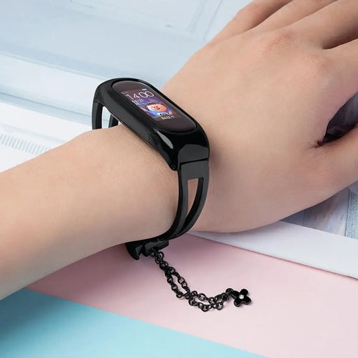 Metal bracelet for Xiaomi Mi Band 3 / 4 / 5 / 6 band strap - black - Smartwatch straps and cases<<<HurtelXML