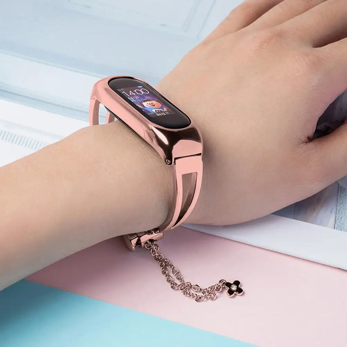 Metal bracelet for Xiaomi Mi Band 3 / 4 / 5 / 6 band strap - pink - Smartwatch straps and cases<<<HurtelXML