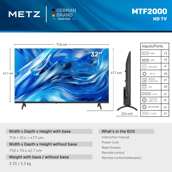 METZ TV 32’’ LED HD TV 1366x768 2x10W - Телевизори<<<TV Видео и аксесоари<<<ValiAPI