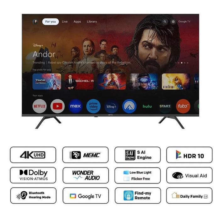 METZ TV 50" UHD LED SMART TV, 4K Ultra HD, Google TV, Frameless