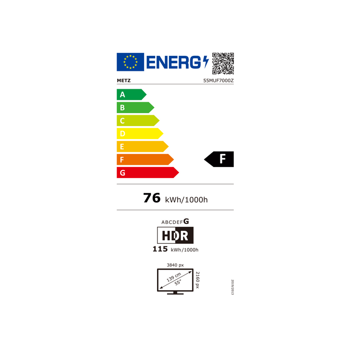 METZ TV 55" UHD LED SMART TV, 4K, Google TV, Frameless, 2x10W