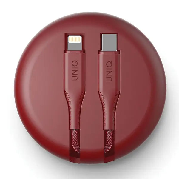 MFi Uniq Halo USB-C / Lightning 18W nylon coiled cable 1.2m - red - Cell phone cables<<<HurtelXML