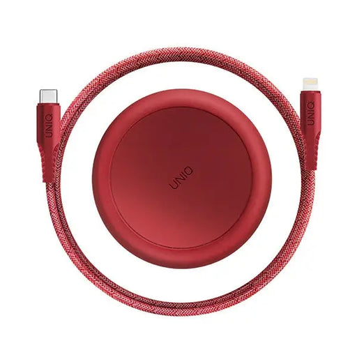 MFi Uniq Halo USB-C / Lightning 18W nylon coiled cable 1.2m - red - Cell phone cables<<<HurtelXML