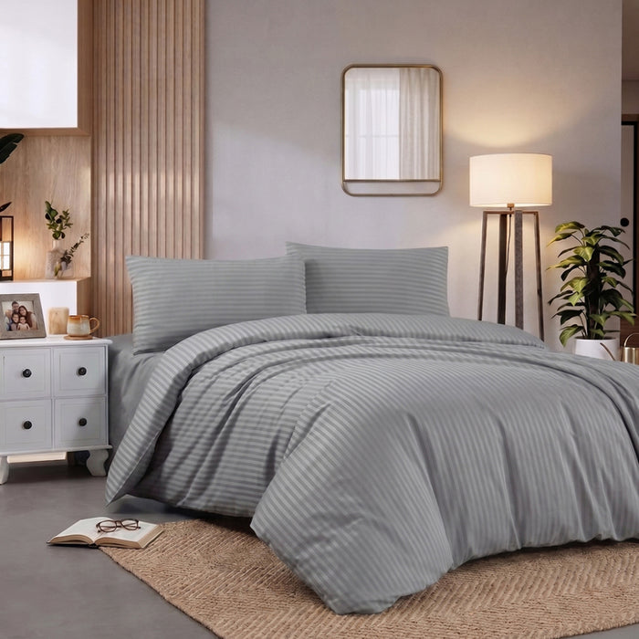 DOUBLE BEDROOM SET 4 PIECES MIABELLA HOME SATIN POLYCOTON GREY