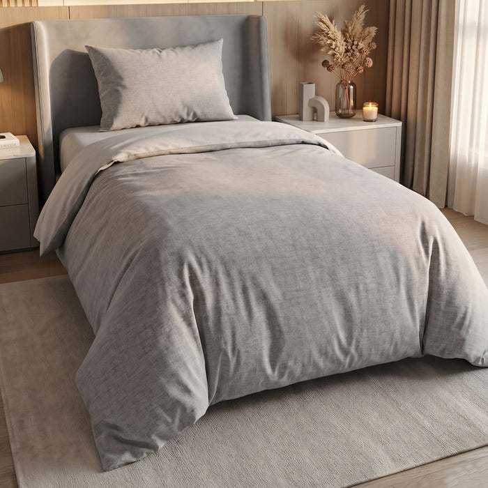 SINGLE BEDROOM SET 3 PIECES MIABELLA HOME POLYCOTON LIGHT GREY