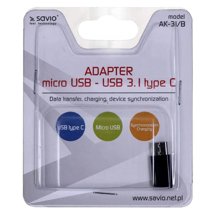 Micro USB to USB-C Adapter Savio AK-31 / B - USB кабели<<<Компютър Кабели и адаптери<<<Компютри|