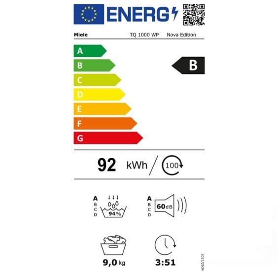 Dryer MIELE TQ 1000 WP Nova Edition, 9 kg, B, Heat pump