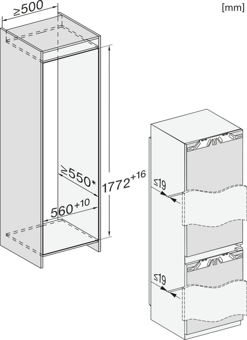 Built-in refrigerator with freezer MIELE KFN 7734 B , 253 l, B , Yes