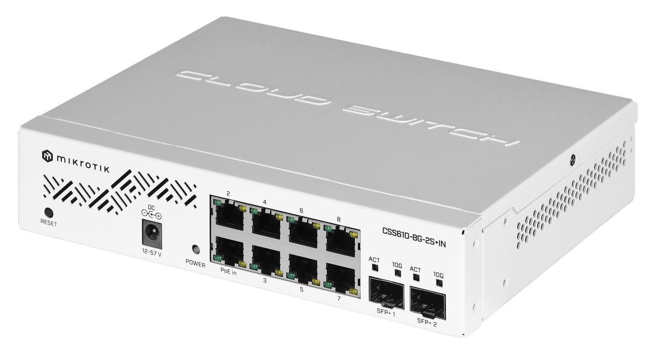 Switch MikroTik CSS610-8G-2S+IN, 8 x Gigabit Ethernet ports, 2 x SFP, PoE in