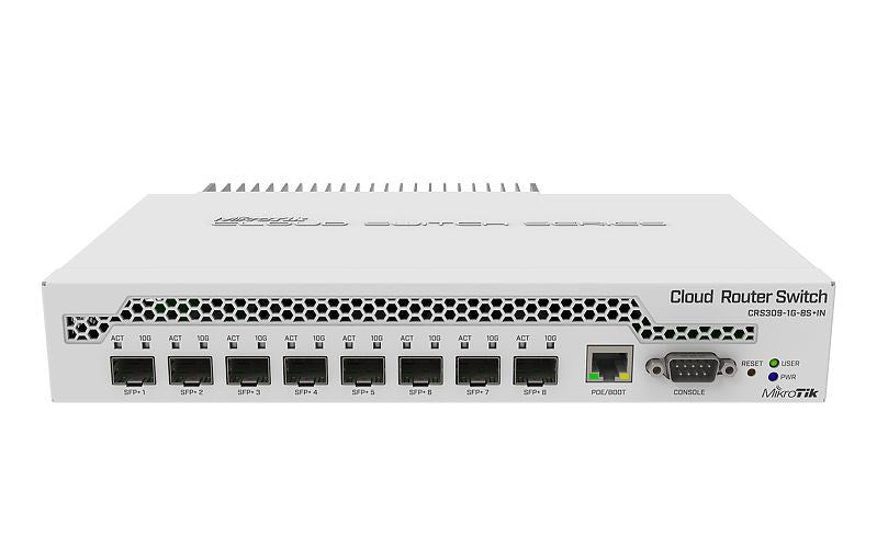 Switch MikroTik CRS309-1G-8S+IN, LAN 1 x Gigabit Ethernet ports, 8 x SFP+ 10Gbps, PoE in