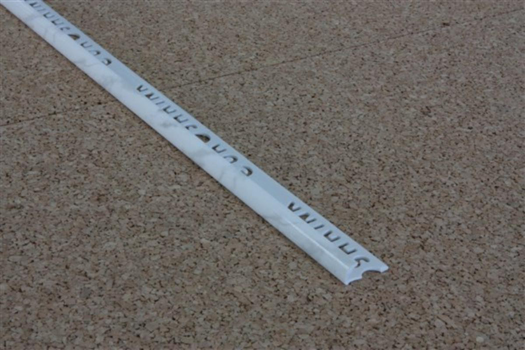 EXTERNAL CORNER TILE 2.5M WHITE MARBLE