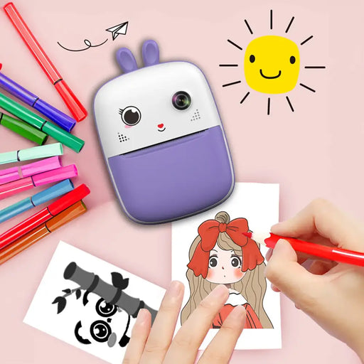 Mini Thermal Printer for Kids with Camera and Camcorder - Purple - Photo accessories<<<HurtelXML