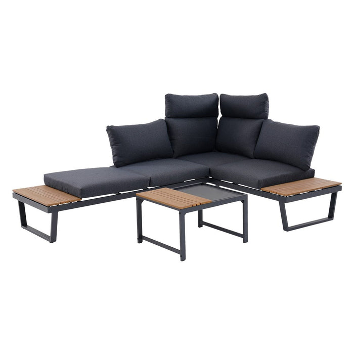 Corner garden lounge set or 2 sofas + table NUVIO grey