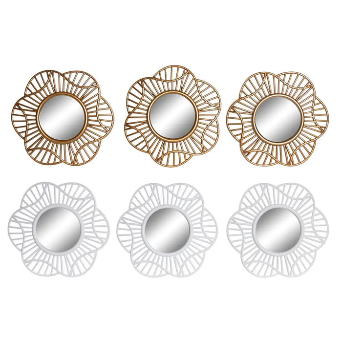 Mirror Set DKD Home Decor Crystal Golden White polypropylene (25 x 2 x 25 cm) (2 Units) - Декорация и Осветление<<<Дом