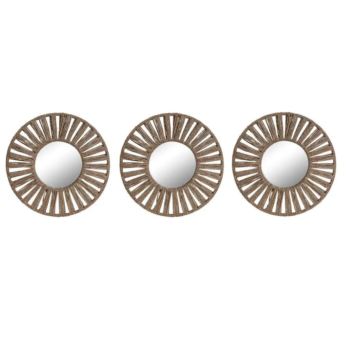 Mirror Set Home ESPRIT Natural Tropical 20 x 1 x 20 cm (3 Pieces) - Декорация и Осветление<<<Дом