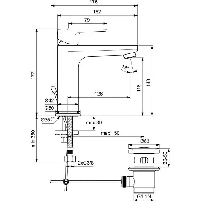 MIXER IDEALSTANDARD TYRIA - Смесители<<<Смесители и душове<<<Баня<<<Praktiker&&&Единични смесители<<<Смесители и