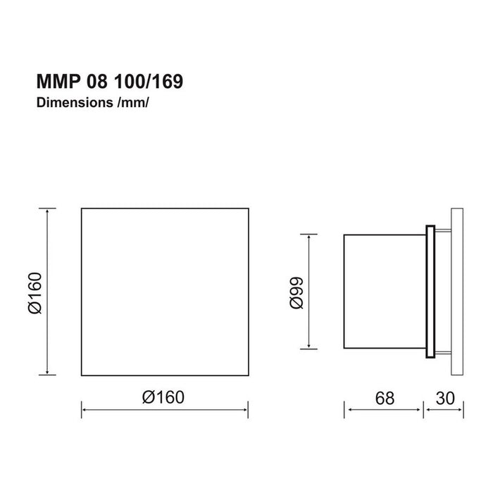 BATHROOM FAN WITH PLACE FOR TILE MMOTORS JSC MM-Р 100/169