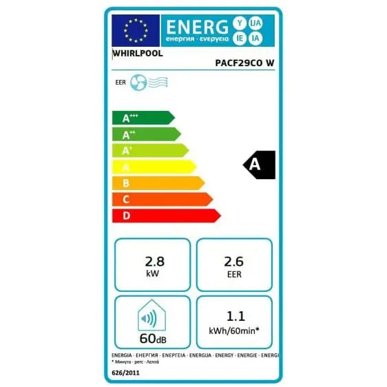 Mobile air conditioner and dehumidifier WHIRLPOOL PACF29CO W 9000 BTU