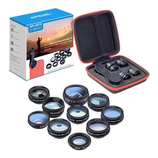 Mobile lens kit APEXEL APL-DG10 10 in 1 (black) - Phone lenses<<<Accessories<<<Photo and cameras<<<InnproXML