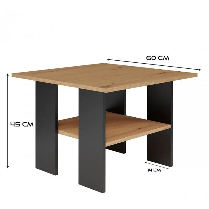 MODERNA Table 60x60x45 cm Artisan Oak/Black - Wooden benches and tablesLIS-DRE<<<Benches and tablesLIS<<<ActionPL