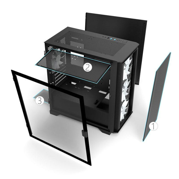 Montech AIR 100 ARGB, Micro-ATX, Tempered Glass - black