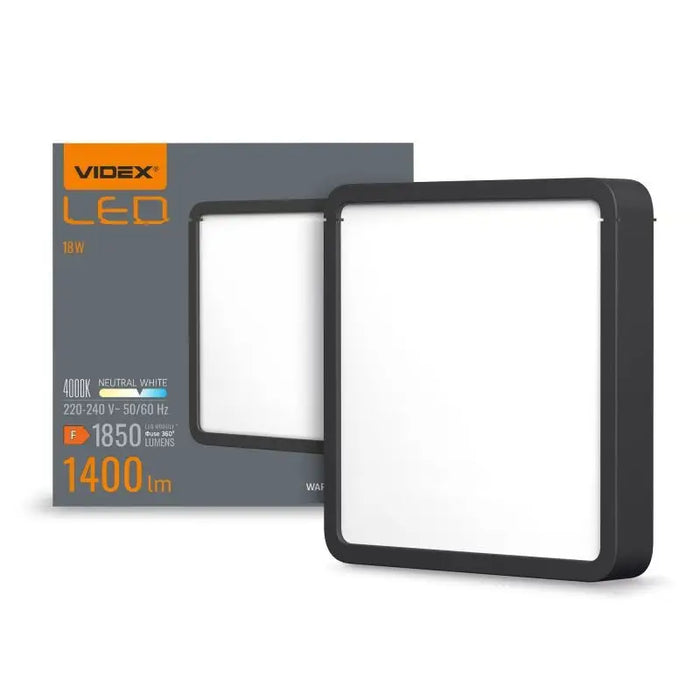 MOON SQUARE OPEN VLE-DLSS-184B 18W/4K/BK VIDEX - Диодни тела за бита<<<Източници на светлина<<<AmperelB2B