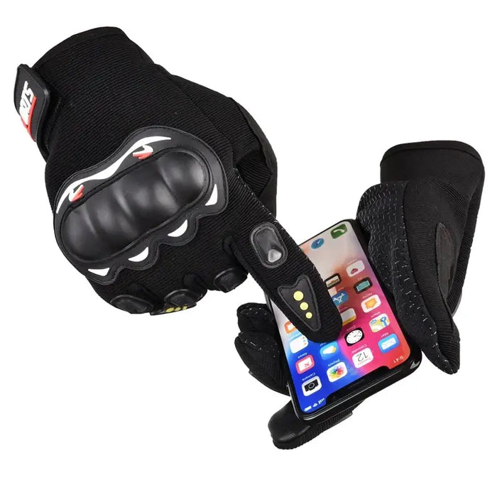 Motorcycle phone gloves with knuckle protector – black - Cycling gloves<<<HurtelXML