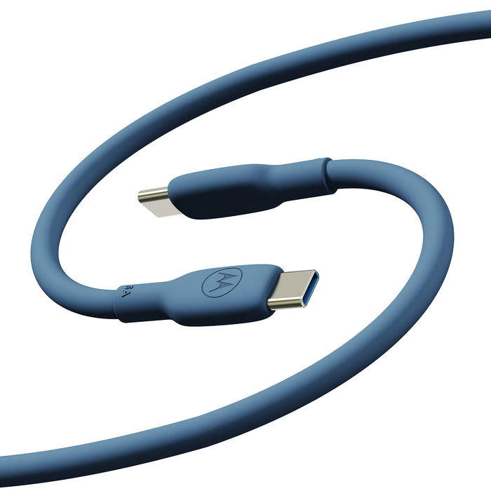 Cable Motorola Silicone 5A Blue USB-C to USB-C Cable 2m