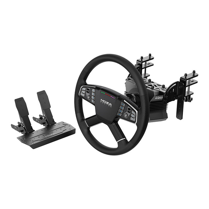 Gaming set - R5 base + TSW truck steering wheel + SRP-Lite pedals + Moza Racing RS071 clamps (PC)