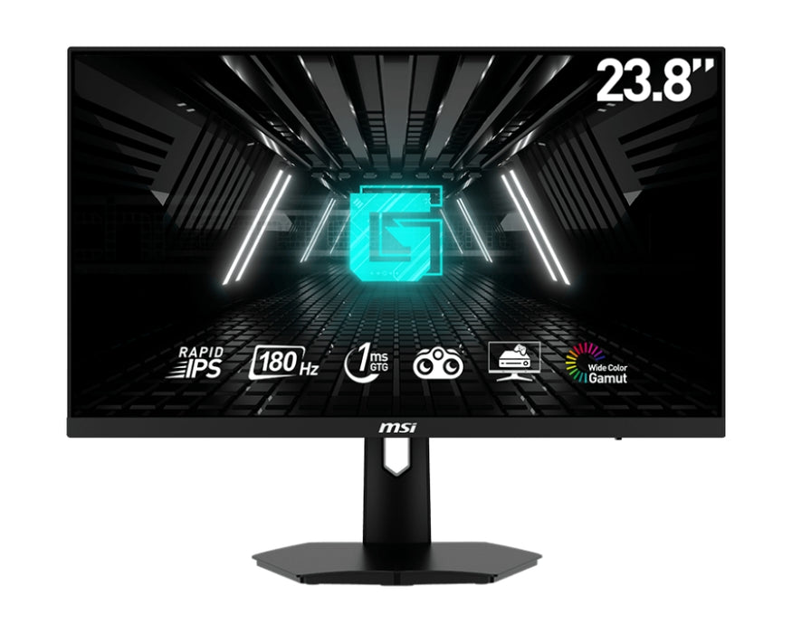 MSI G244F E2 Esports Gaming Monitor, 23.8", 1ms, 180Hz Rapid IPS, 1920x1080, Adaptive-Sync, Night Vision, Anti-Flicker, Less Blue Light Pro, Console Mode, 300nits AG, 16.7M, 1000:1, DP(1.2a), 2xHDMI(2.0b), Earphone out, Tilt, VESA 75, Black, 4.2kg