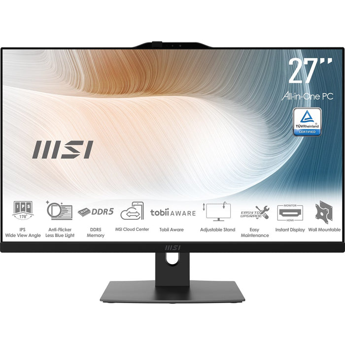 MSI Modern AM272P 1M-1098EU All-in-One PC/workstation Intel Core 5 120U 68.6 cm (27") 1920 x 1080 pixels 8 GB DDR5-SDRAM 500 GB SSD Windows 11 Pro Wi-Fi 6E (802.11ax) Black