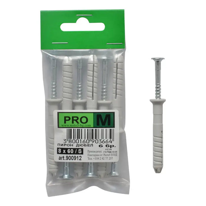NAIL-DOGLE F8X60MM 6 PIECES PRO M - Комплекти дюбели и винтове<<<Дюбели<<<Инструменти и железария<<<Praktiker