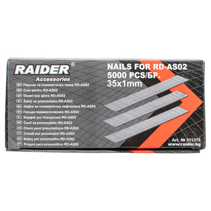 NAILS FOR PNEUMATIC TAKER 35X1 MM RAIDER RD-AS02 50 PCS - Скоби и пирони за такери<<<Консумативи за