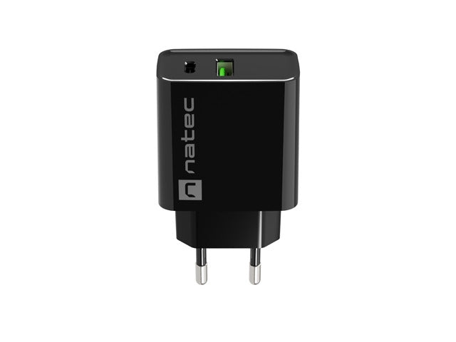 Natec USB Charger Ribera 1X USB-A + 1X USB-C 20W Black - Аксесоари<<<NATEC компютърна